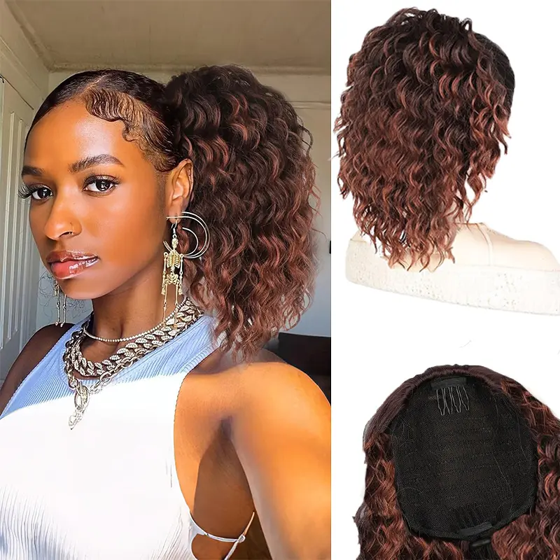 12 inch Ponytail Extension Drawstring Ponytail for Women Short Wavy Curly Ponytails Fluffy Natural Looking Pony Tails Hair Extensions Synthetic Hairpiece   Hairstyle