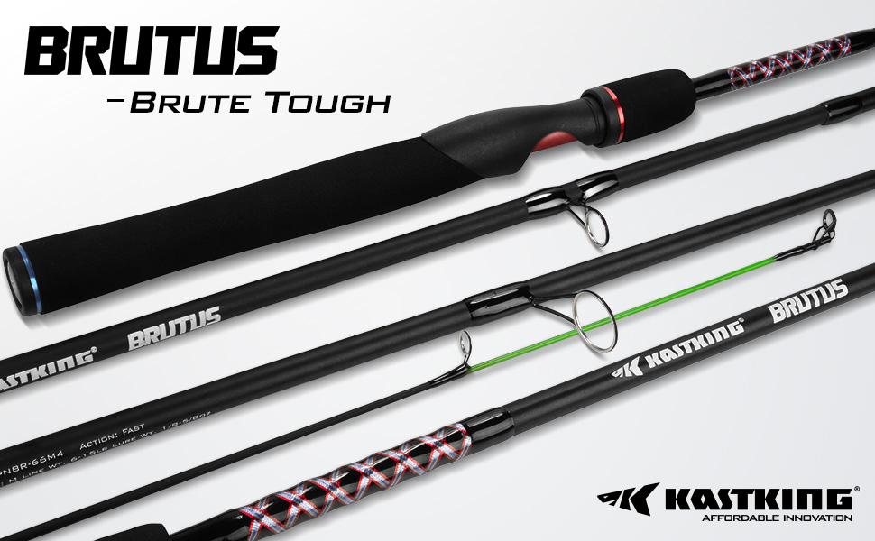 KastKing Brutus Fishing Rods - Brute Tuff Composite Glass/Carbon Fiber, 22 Models, Eva Handles, Braid Ready Line Guides, Affordable Performance