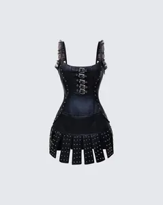 Cirelle Black Vegan Leather Mini Dress