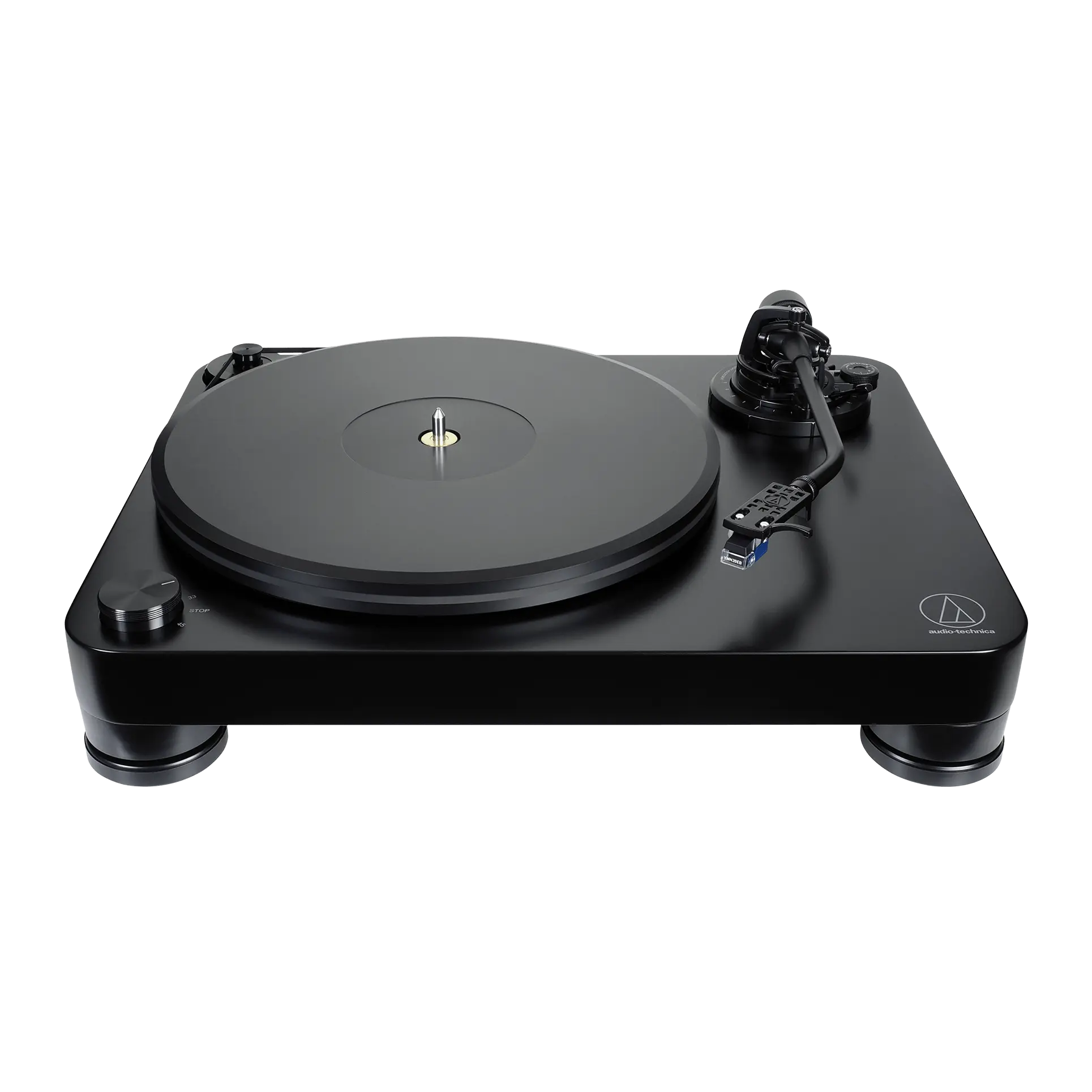 Audio-Technica AT-LP7X Manual Drive Turntable - Solid Black Acrylic, Adjustable J-Shape Arm, Anti-Skate Setting, Dust Cover, RCA Cable, 18" (w) x 6.2" (h) x 14" (d), 17 Lb/7.6 Kg