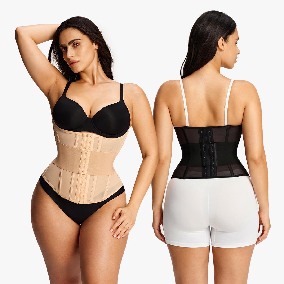 Nebility Women's Waist Trainer Belt with Built-in Steel Frame Double Wrap Waist Cincher Trimmer Ab Belt Tummy Control Body Shaper Firm Compression & Shaping basic shapewear tummy wrap waist trainer extreme