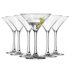 Libbey Entertaining Essentials Martini Glasses Set of 6, Tall,  Slender, Triangular-Shaped Cocktail Glasses, Classic Martini Set for Wines, Cocktails