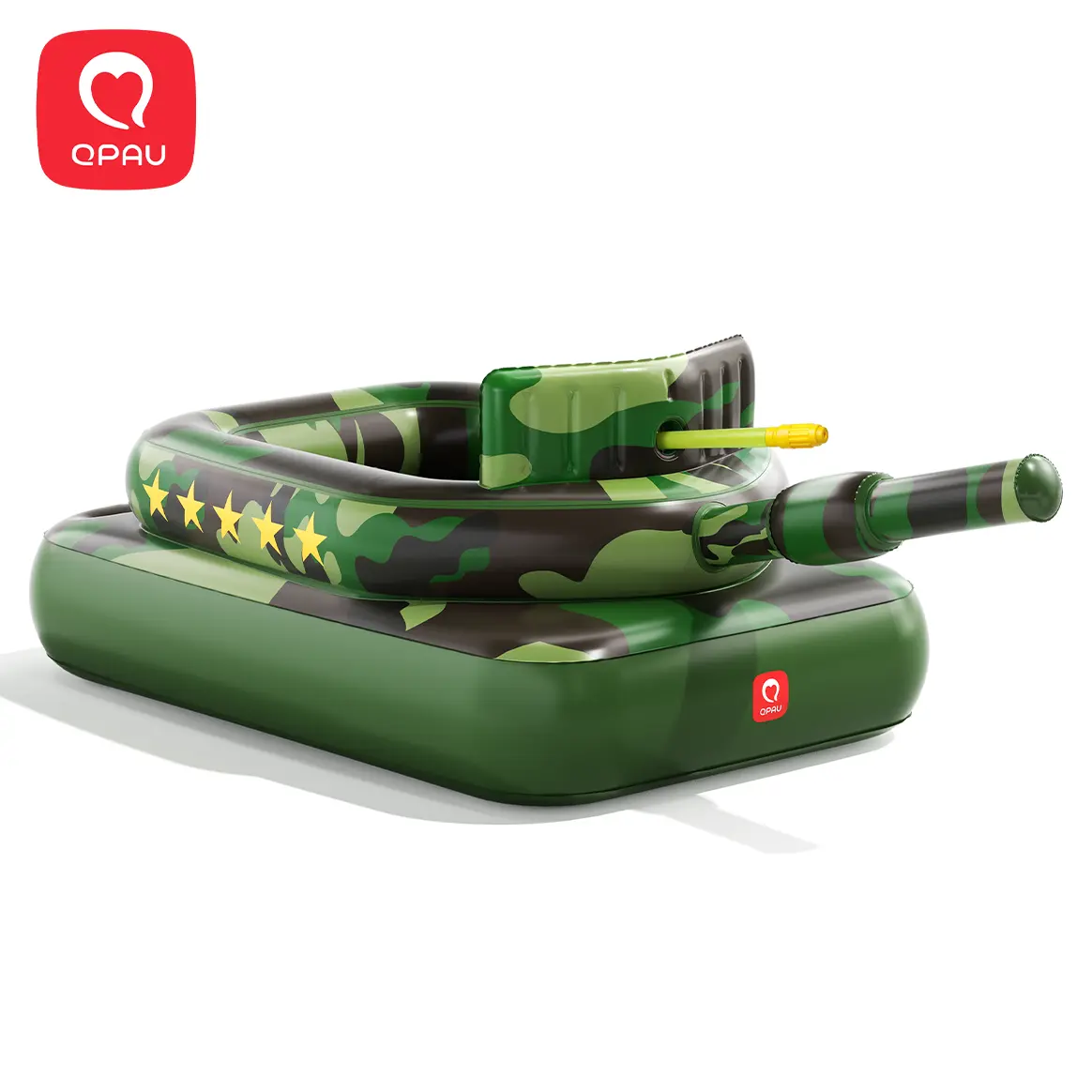 QPAU Inflatable Tank Pool Float Medium(Ages 3-9) or Large(Ages 6+) Size with Water Cannon, Ride-On Camouflage Swim Raft Toy for Kids, Heavy Duty 0.35mm Thick Inflatable Pool Float with Cushioned Seat for Boys Girls, Lake Backyard Water Battle Toys