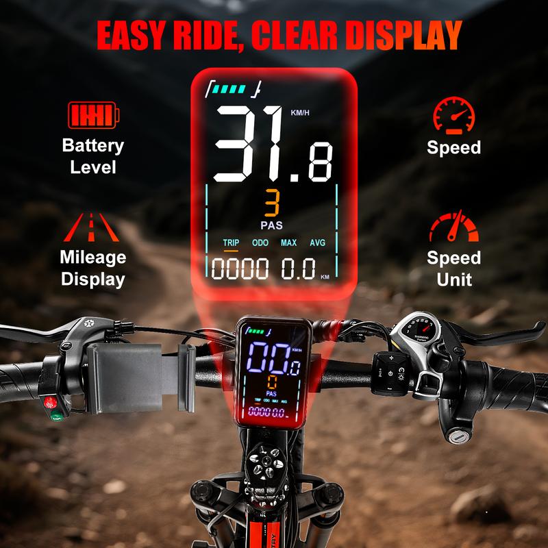 EOEOTWO 1500W Peak Motor Electric Bicycle with Front Suspension 48V 15AH Battery 26"x 4.0 Inch Tires 30+ MPH Speed 70 Miles Range for Snow Mountain Road Riding