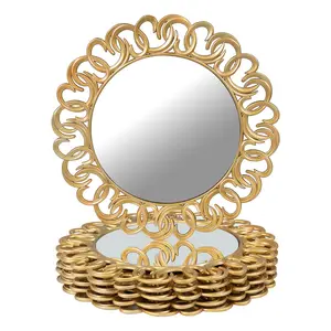 6-Pack 13" Gold Mirror Charger Plates – Round Plastic Chargers with Entwined Swirl Rim for Dinner Plates, Wedding & Table Settings