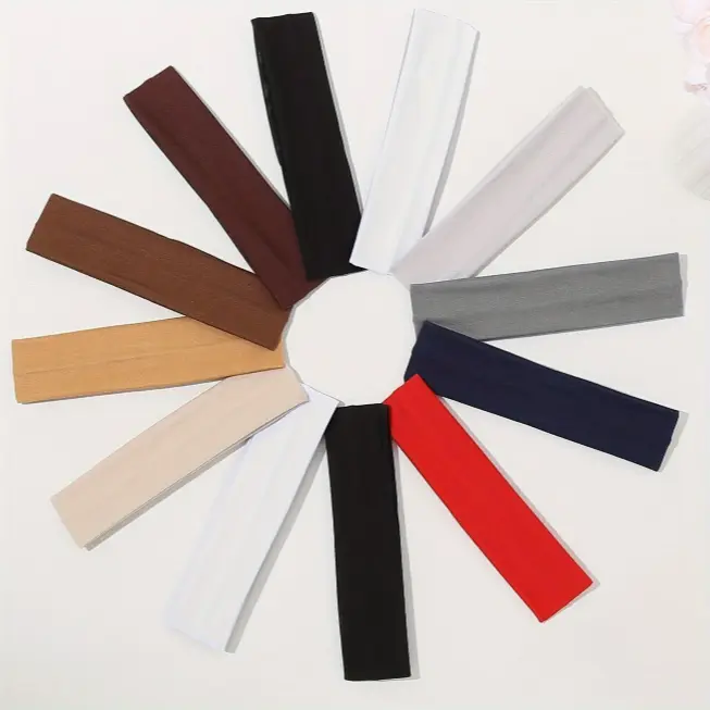 Women's 5-Piece Wide Elastic Hair Ties - Trendy Turban Design Sweat Wicking Fitness Workout Headbands, Headbands on Forehead for Comfort & Fashion, Sweat Wicking Headband