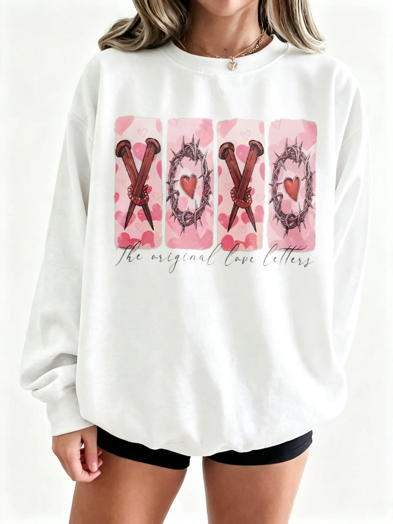 Gildan pink love letters graphic sweatshirt, coquette heart crewneck pullover, cute soft girl oversized long sleeve, romantic valentine aesthetic, vintage streetwear top, cozy casual outfit