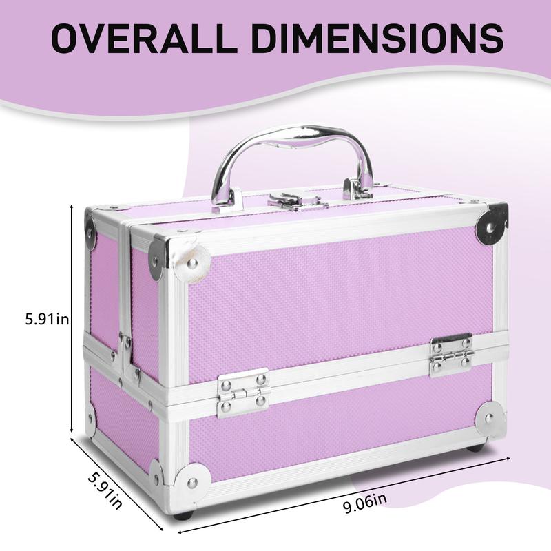 Portable top Double open aluminum alloy pink cosmetic case with mirror