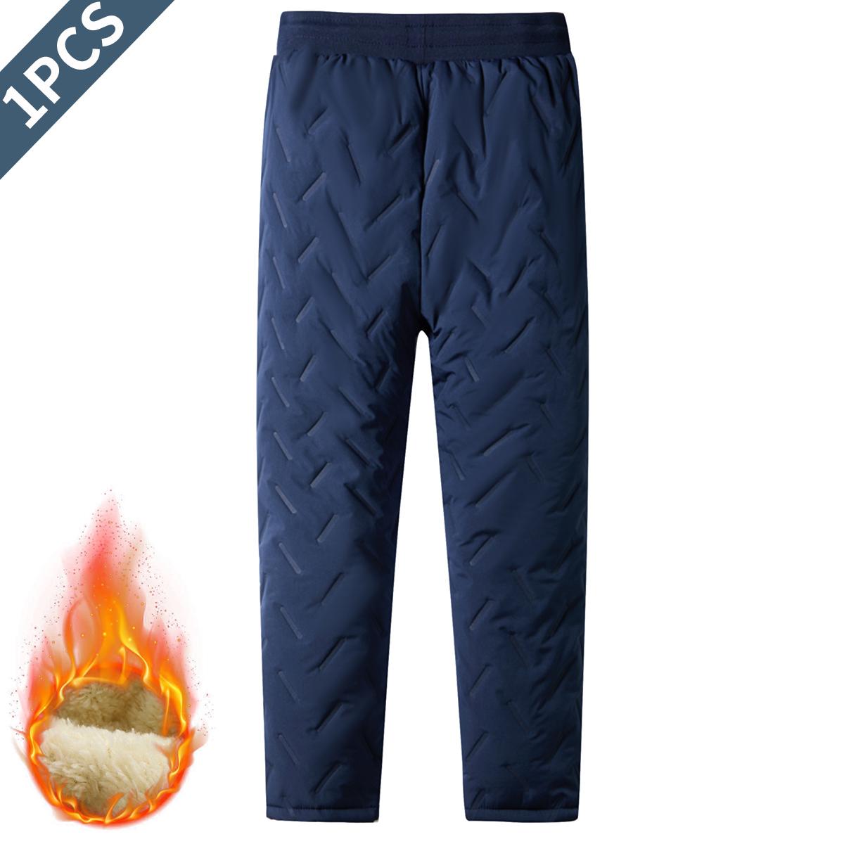 Men's Autumn And Winter Sports Pants Thick Warm Cotton Lined Casual Straight Windproof Warm Trousers,Men's Regular Fit PlainDrawstring Waist Thermal Lined JoggePants, Casual Warm Waterproof ZipperPocket Trousers for Daily Wear, Men'sBottoms for Winter