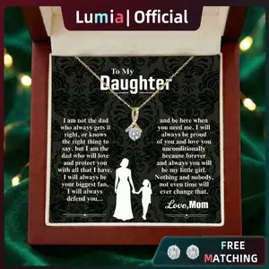 Daughter Gift From Mom,To My Daughter Necklace,Daughter Gifts,Solid Wood Gift Box with LED Light & Card | For Expressing Love,Mermaid Tail Necklace, Precious Gift