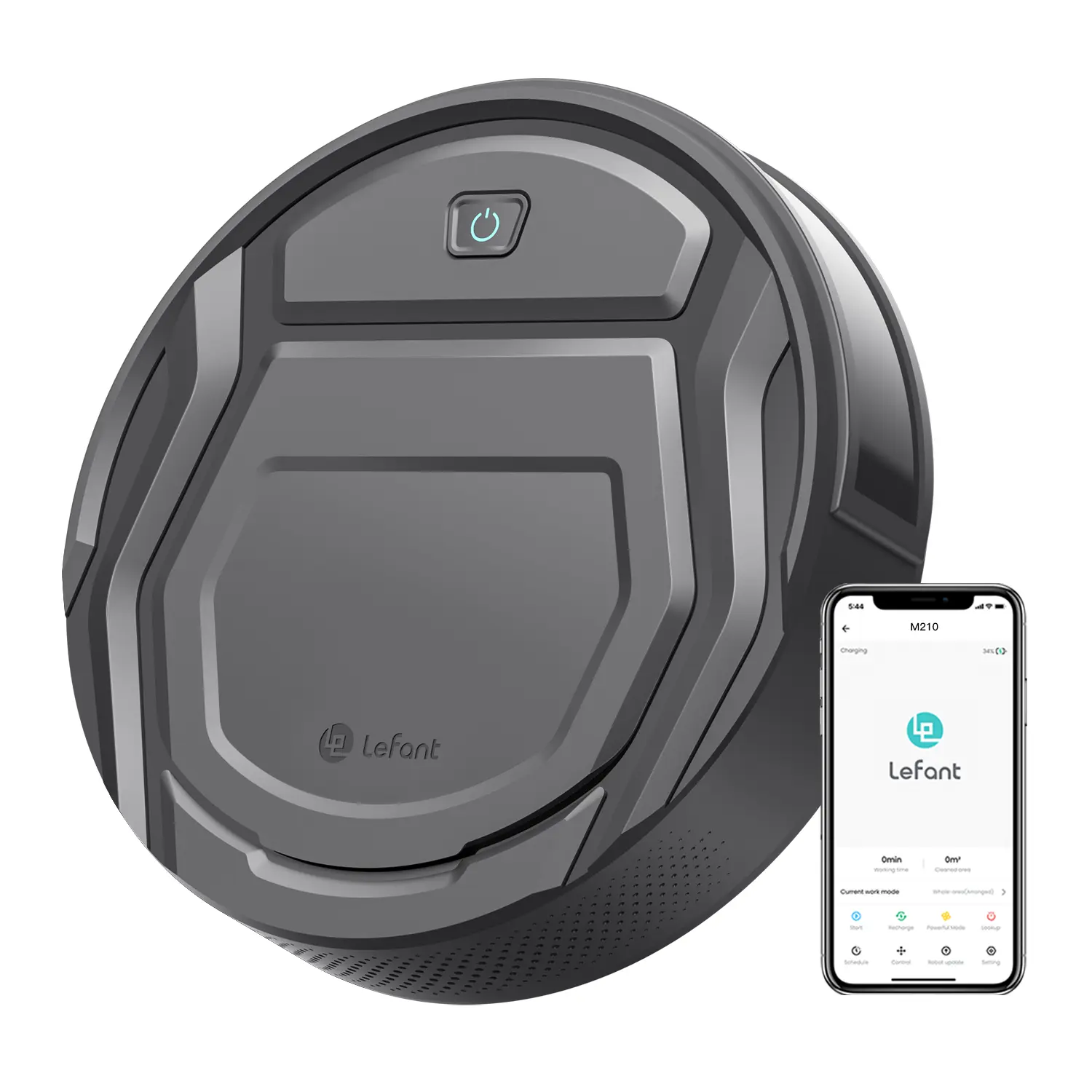 Lefant M210 Pro Cordless Automatic Robot Vacuum Cleaner - 2200Pa Suction, 120 Mins Runtime, 2.4GHz Wi-Fi/App/Voice Control, Obstacle Sensor, US Plug, Ideal for Hard Floors & Low-Pile Carpet, Pet Hair, Auto Recharge, Cordless Vacuum Cleaner, Automatic Vacu