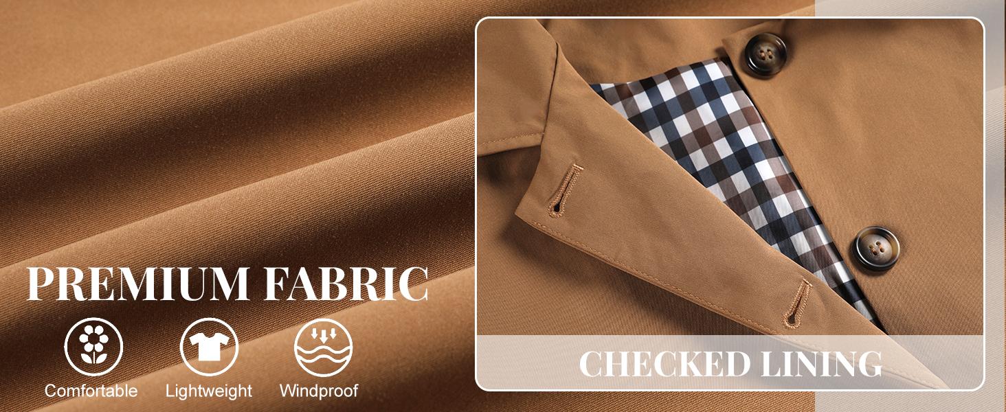 UANEO Womens Cropped Trench Coat Classic Collar Oversized Casual Jackets with Checkered Lining