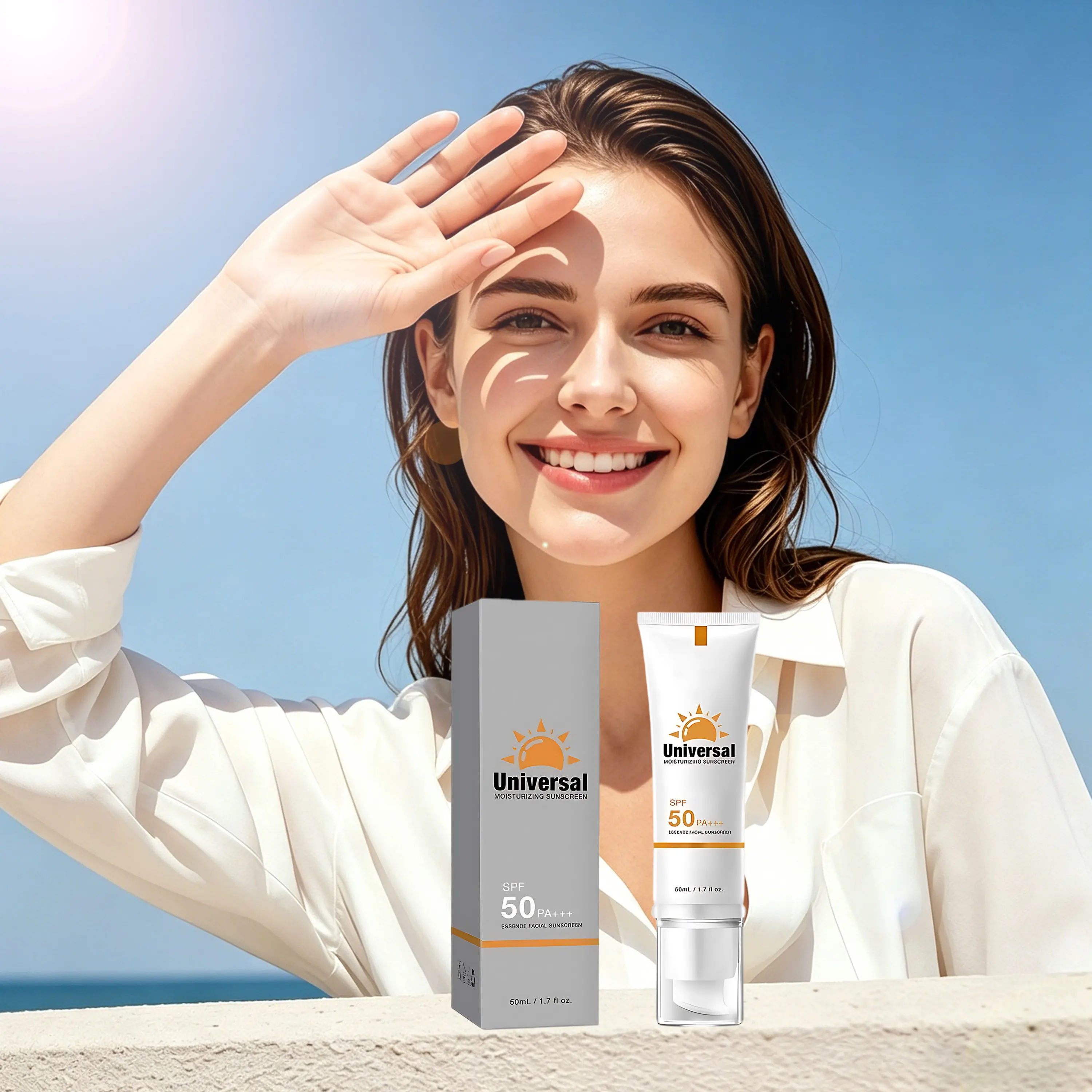 Sunscreen to prevent sunburn andtanning,Universal Tinted Face MoisturizerSunscreen,SPF 50 PA+++,Water Resistant AndNon-Greasy,For All Type Skin Facial Skincare
