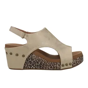 Corkys Footwear Womens Carley Leopard Print Studded Slingback  Casual Sandals Casual High Heel 3" & Up - Beige