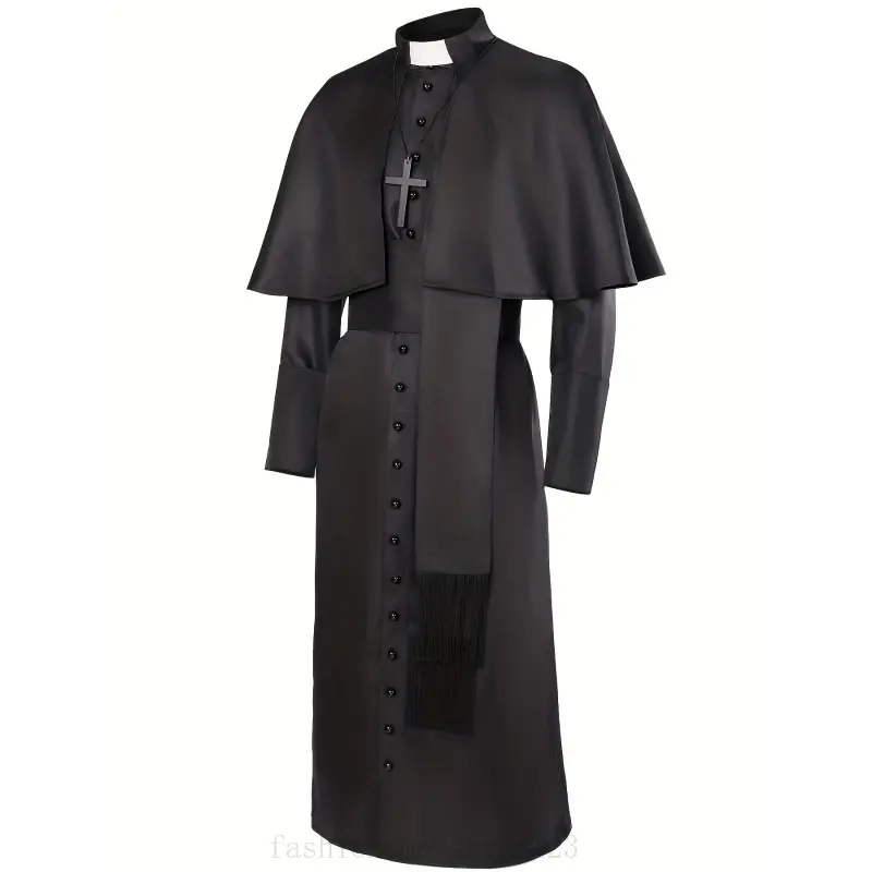Halloween Priest Costume Black Medieval Long Sleeve Monk Robe, Piece and Everyday Favorite, ComfortableFit, SoftFabric, EverydayEssential, ModernClassic, EverydayWear, NewCollection versatile wardrobe staple breezy day