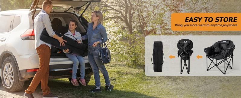 SLSY Oversized Heated Camping Chair Portable Patio Lounge Chairs with 3 Heat Levels, Folding Moon Saucer Chair for Outdoors & Camping【No Battery Included 】 SLSY Oversized Heated Camping Chair Portable Patio Lounge Chairs with 3 Heat Levels, Folding Moon Saucer Chair for Outdoors & Camping【No Battery Included 】