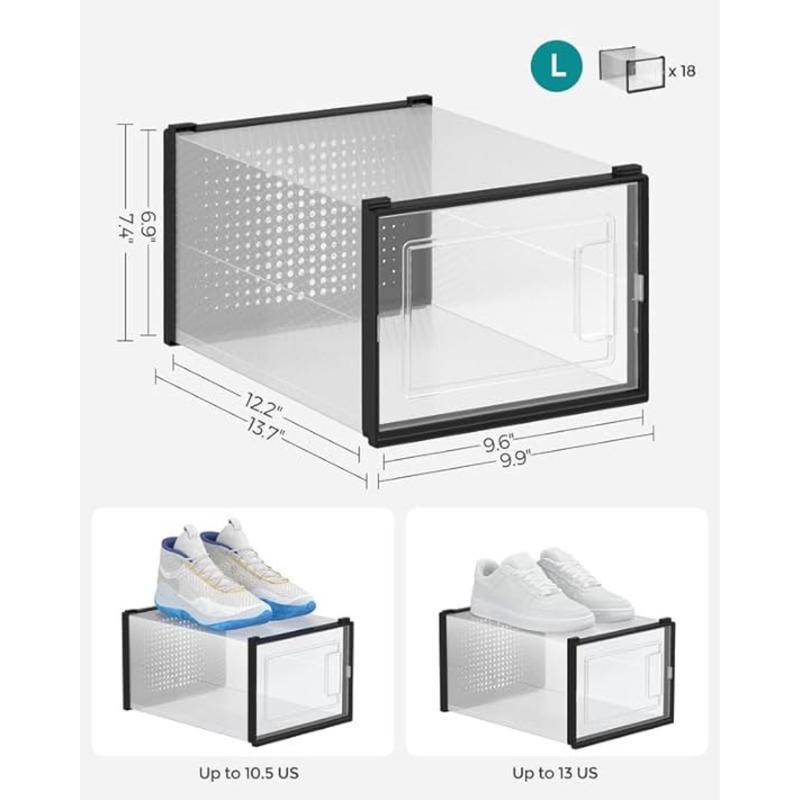 SONGMICS Shoe Boxes, Shoe Storage Organizers, Stackable and Foldable for Sneakers