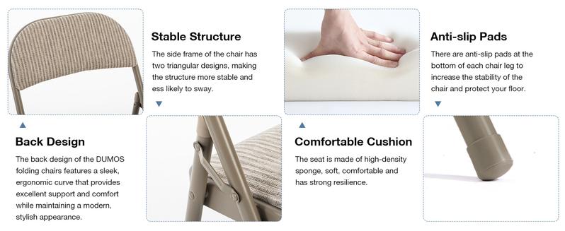 Durable Folding Chairs , Comfortable Padded Seats Ergonomic Chair, Easy Fold & Store, No Assembly Required For Indoor Outdoor Use