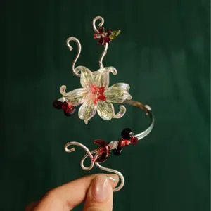 Minimalist Arm Cuff – Handmade Spiral Wire Jewelry For Women – Handmade Floral Wire Upper Arm Jewelry - Jewelry Accessories