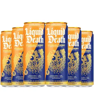 Liquid Death Orange Horror Sparkling Energy Drink 6 Pack 12oz