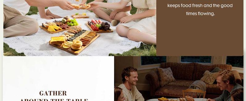 Astercook 4-Piece Bamboo Cutting Board Set with Holder Composite Side Cutting Board for Kitchen Use Chopping Kitchen Knives