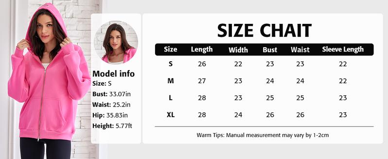 ATTRACO Women's Leaf Print Oversized Hooded Sweatshirt Solid Color Full Zip Long Sleeve Pocket Sweatshirt