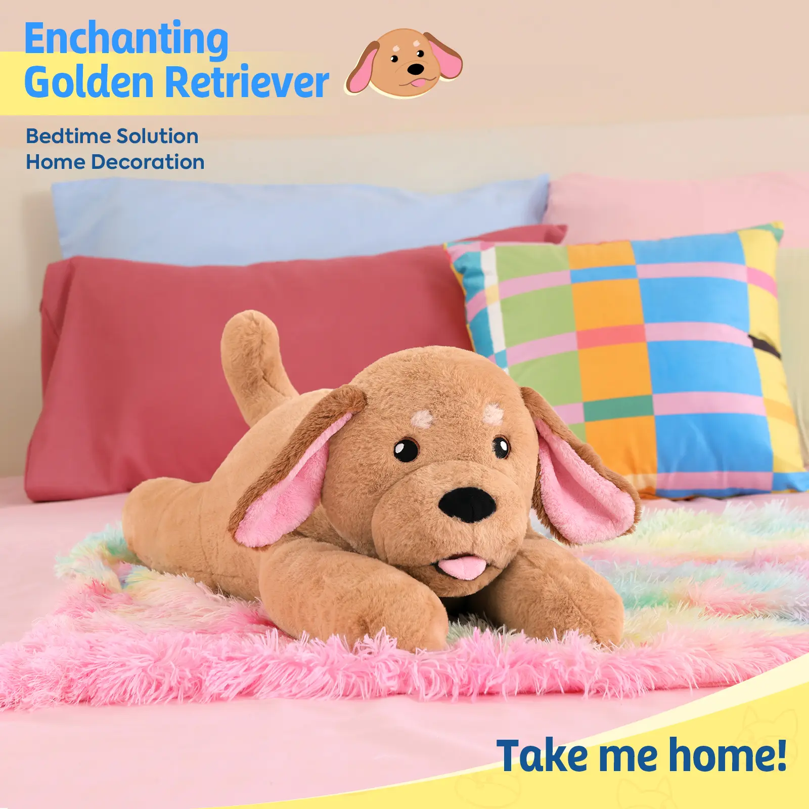 PEACHCAT 25.6 in 5 lbs Golden Retriever Weighted Stuffed Animal - Large Plush Fabric Puppy Toy with Weighted Body & Realistic Touch, Soft Cuddly Gift for Kids, Plush Animal Stuffed Toys