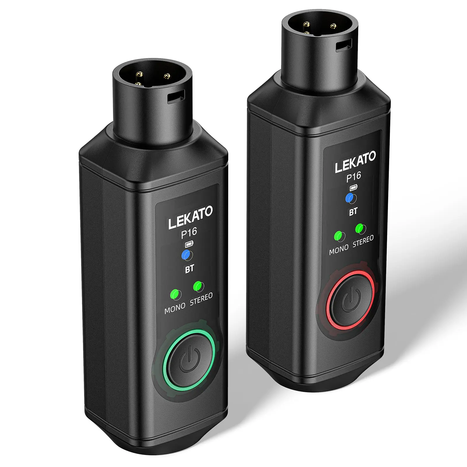 LEKATO XLR Wireless Bluetooth Receivers 2pcs , Wireless Bluetooth Adapter, 48kHz/24bit, 165ft Range, Fit for Mixing Console Desk, Audio Mixers, Speakers, DJ PA Systems, 15H Battery Life