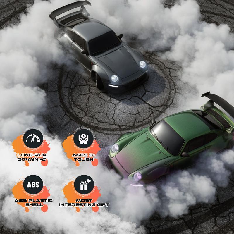 RC Drift Car, 1:24 Remote Control Car for Kids, 20KM/H 4WD High Speed RC Cars with LED Lights, Two Batteries, Extra Drifting Tires, Vehicle for Adults Boys Girls