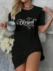 Blessed White Fancy Script Christian Religious God Jesus Casual Dress