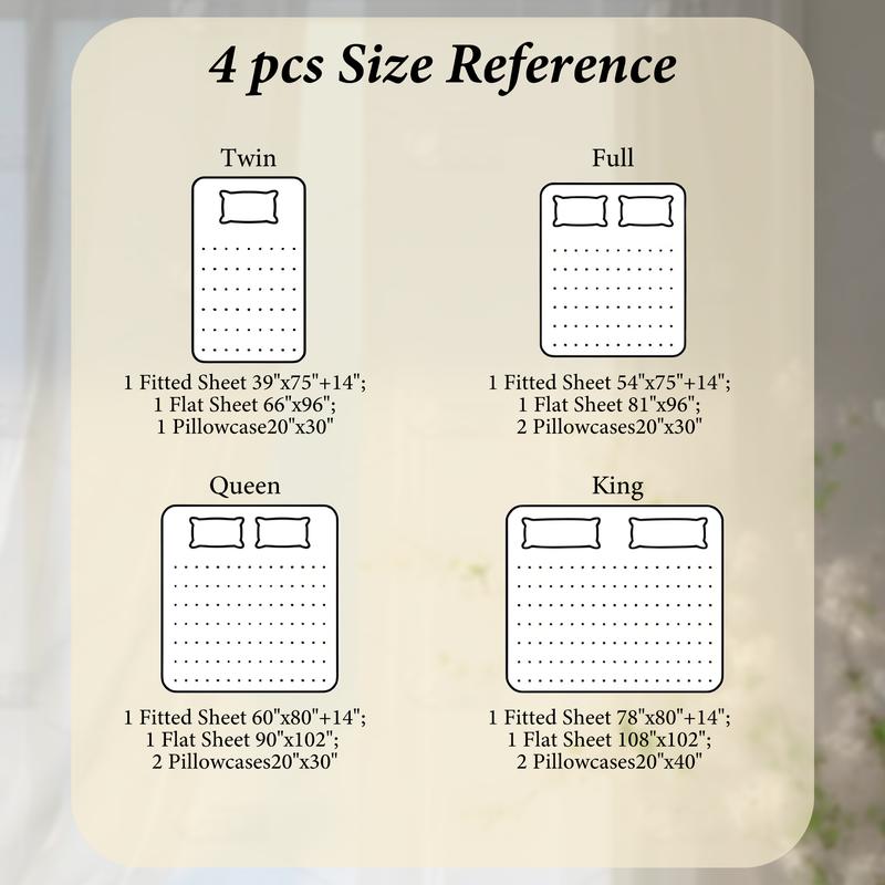 Raybee 4 Pcs Bed Sheets Set ,Solid King Bed Sheet With Pillowcases, 16" Deep Pocket Queen Sheets,Cooling Breathable & Hotel Luxury Super Silky Soft ,Bamboo Sheets Set