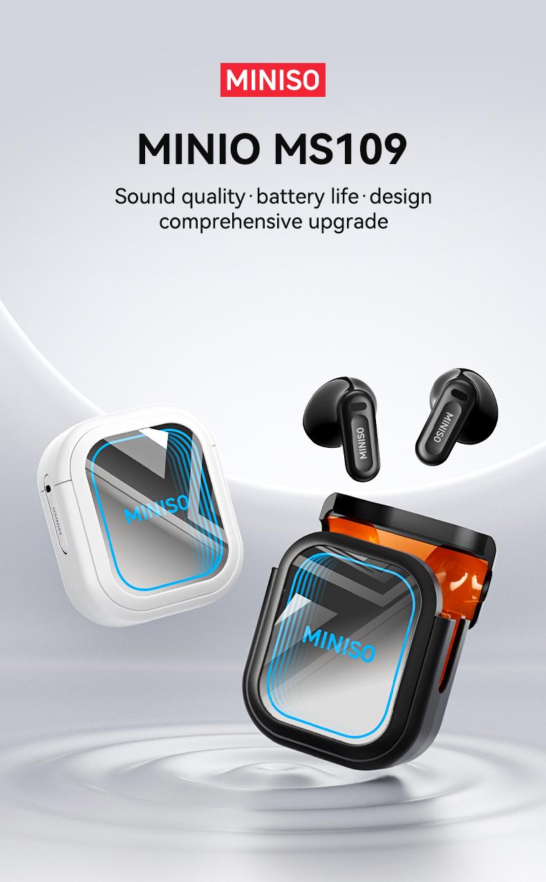 MINISO MS109 Bluetooth 6.0 Earphones High Fidelity, In Ear Earbuds,Waterproof Wireless Earphones | Suitable for Office, Sports, Study and Audio Calls | Built-in Microphone | Gaming Bluetooth Earphones