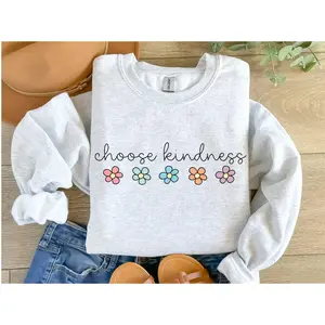 Choose Kindness Crewneck & T-shirt, Teaching Sweatshirt, Kind Shirt, Positive Affirmation Shirt, Kindergarten Teacher Sweatshirt, Cute Mom Gifts Cotton Crewneck, para teacher shirts, teacher shirts