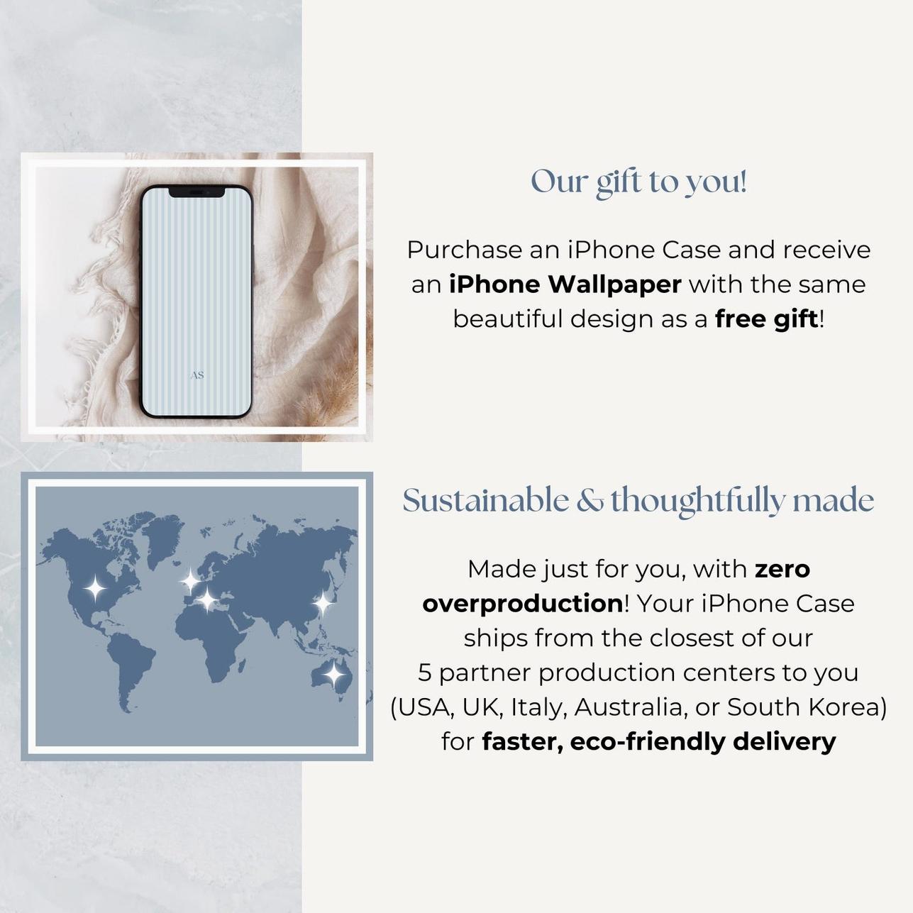 Personalized Blue Phone Case Custom Monogram Phone Case Aesthetic Striped Phone Case Summer Coastal Phone Case Preppy Phonecase Blue Beachy