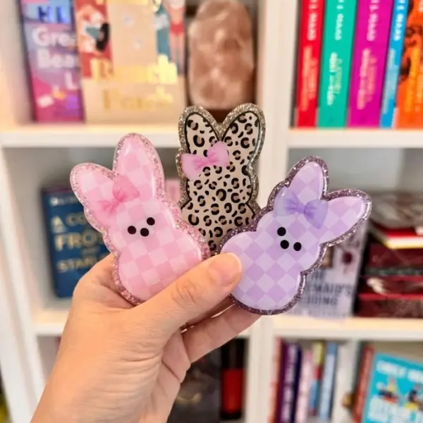 Cute Bunny Easter Magnetic Phone Grip, Easter Gift For Her, Cute Griptok, Kawaii Magsafe Kindle Grip, Book Lover sticky mount Pastel Egg Foldable Wireless Flower-Shaped Multi-Functional Stand accessories holder