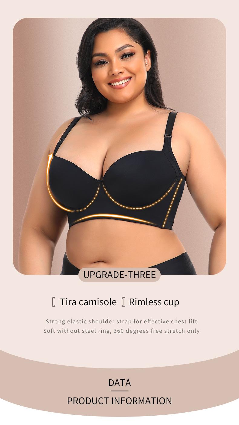 New-Plus Size Girls' Bra Comfortable Slimming Anti-Sagging Black Spaghetti Strap Summer Womenswear Basic Minimalist Lingerie