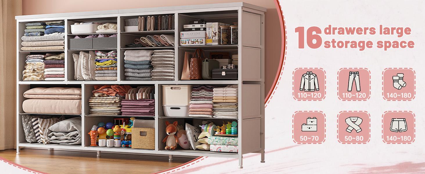 Raybee Furniture Dresser TV Stand with 13/16 Storage Drawers, 3 Power Outlets, Water-Resistant Top, Multifunctional Design for Living Room & Bedroom Raybee Furniture Dresser TV Stand with 13/16 Storage Drawers, 3 Power Outlets, Water-Resistant Top, Multifunctional Design for Living Room & Bedroom