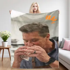 CEO Eating Burger Meme Blanket – Viral Business Humor Throw, Soft Flannel Fleece Couch & Bed Blanket, Funny Internet Pop Culture Gift