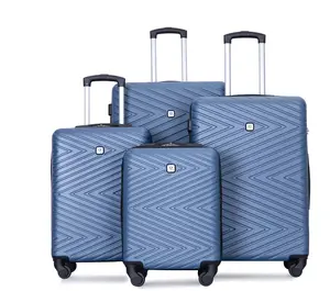 4 Piece Hardshell Luggage Set Hardside Lightweight Suitcase with TSA Lock Spinner Wheels.(Blue)