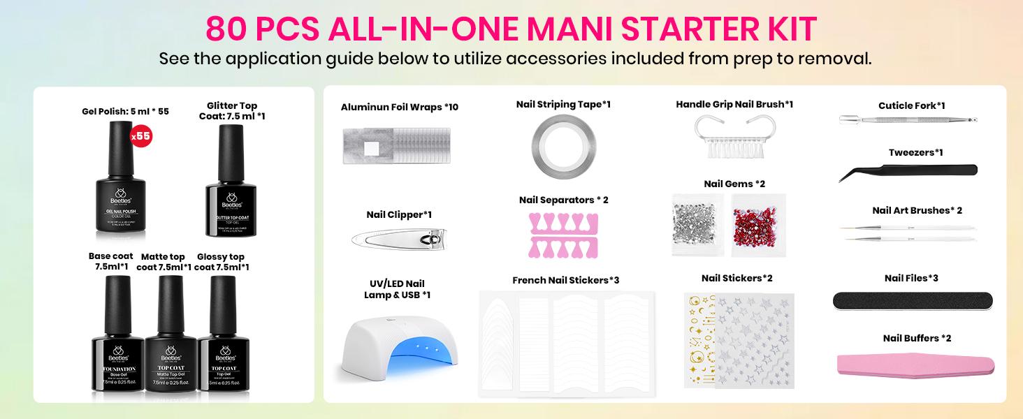 Beetles Gel Nail Polish Starter Kit with UV Light, Base Top Coat, Nail Art Stickers, Manicure Tools Gift for Women matrix Cutics Comfort  #TikTokShopBacktoSchool