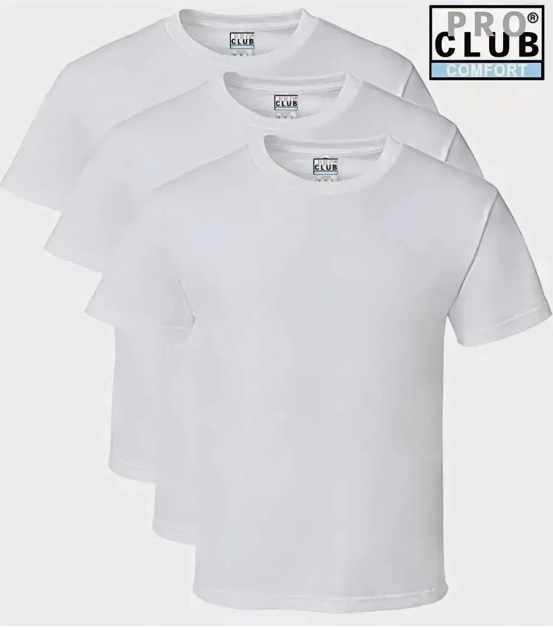 3 PACK PRO CLUB COMFORT T SHIRTS MENS STANDARD CREWNECK SHORT SLEEVE Menswear Plain Casual Top