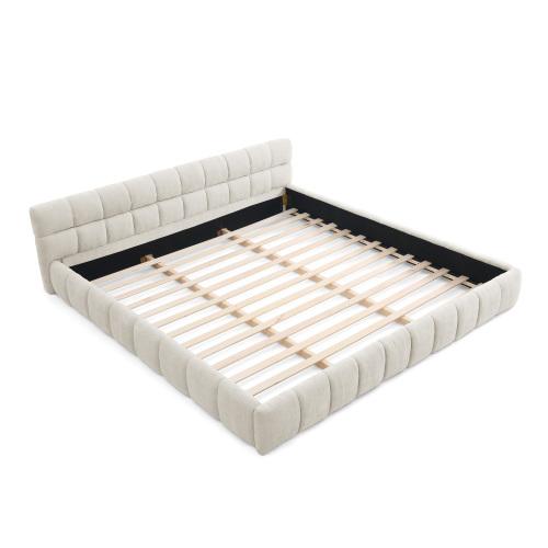 Niccae California King Size Upholstered Platform Bed Frame with Headboard, Chenille Fabric Low Profile Bed, No Box Spring Needed, Modern Bedroom Furniture for Master Bedroom