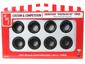 Model Kit "Goodyear Polyglas GT" Tires Set of 8 Pieces for 1/25 Scale Models by AMT