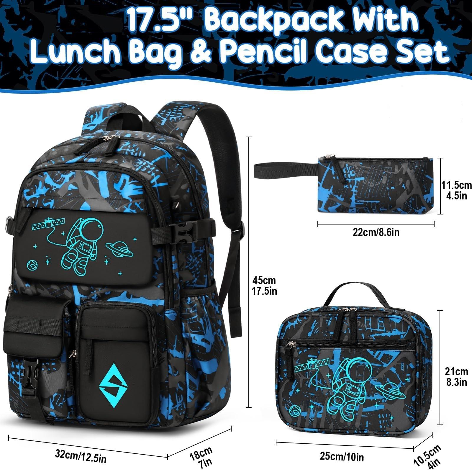Fimibuke 3PCS Waterproof Backpack Set – Includes School Bag, Lunch Box & Pencil Case, Lightweight, Easter Gifts School Backpack Book Bag for Back-to-School Students Fimibuke 3PCS Waterproof Backpack Set – Includes School Bag, Lunch Box & Pencil Case, Lightweight, Easter Gifts School Backpack Book Bag for Back-to-School Students