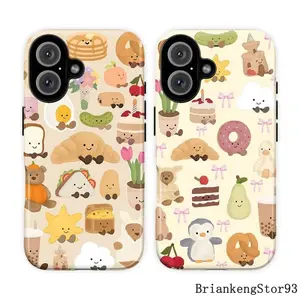 Cute Jelly Cat Phone Case – Kawaii Food Friends Phone Cover For iPhone 17 16 15 14 13 12 Mini 11 Pro Max X 8 7 Plus SE & SS Galaxy, Bakery Aesthetic – Croissant, Donut & Teddy Bear, Adorable Gift for Her Women Girls Bestie BFF.8.R93