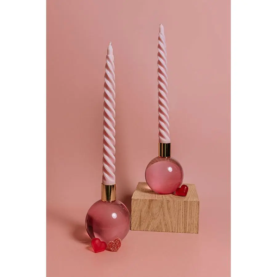 Paddywax Tapered Twisted Candle Set in Pink