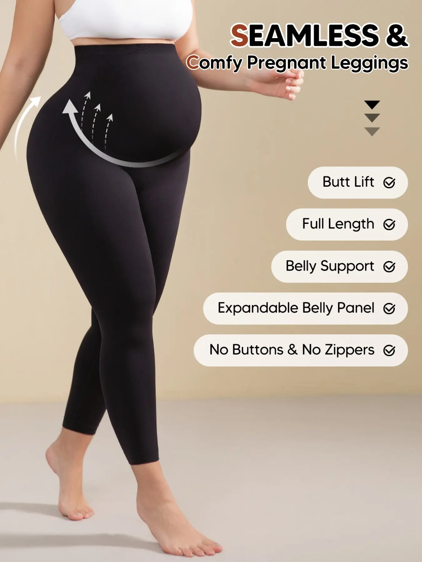 Maternity High Waisted Leggings with Gentle Belly Support, Ultra Soft & Stretchy over the Bump Pregnancy Pants for Women, Maternity Clothing, Pregnancy Clothes