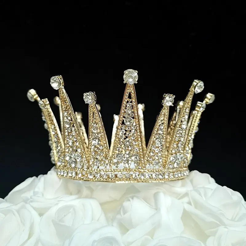 Tian Sweet 34031-GD 1-Piece Sparkling Gems Crown Shape Cake Topper, 9.7oz Festive & Party Home Cake Decoration