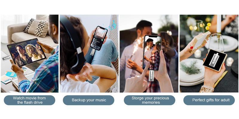 4-in-1 Flash Drive 1TB for iPhone Thumb Drive Photo Stick, High Speed USB Memory Stick iPhone Flash Drive for Photos Videos, External Storage Jump Drive for iPhone/iPad/Android/PC