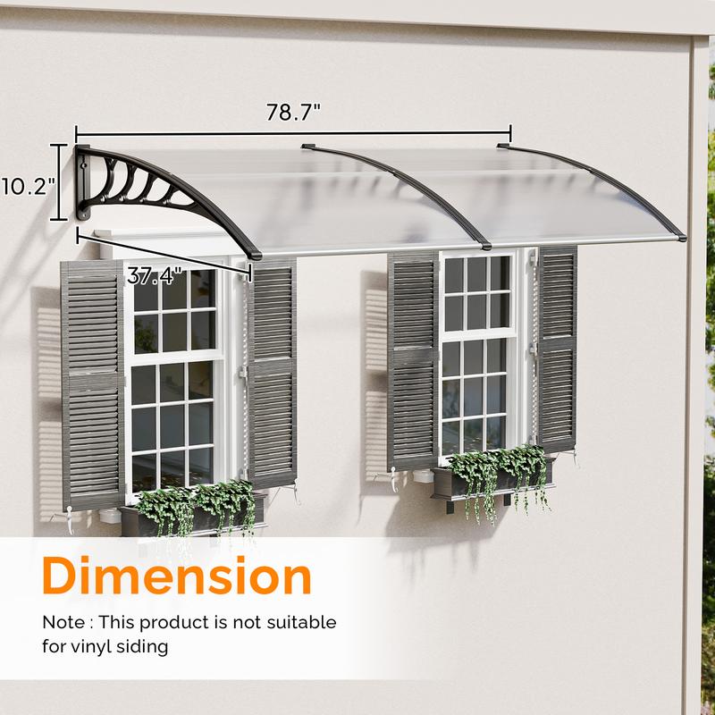 VINGLI Window Awning Door Canopy Exterior, Awnings for Doors Polycarbonate Cover Patio Door Awning Rain Snow Sunlight Protection Hollow Sheet